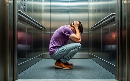 Мужчина сидит на корточках