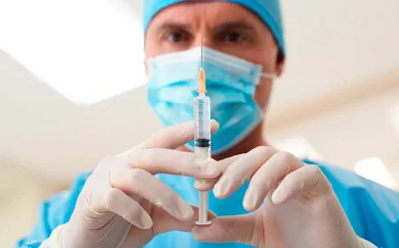 Крупный план врача, который держит шприц