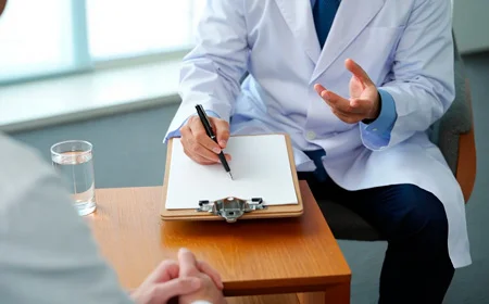 Врач сидит на приеме