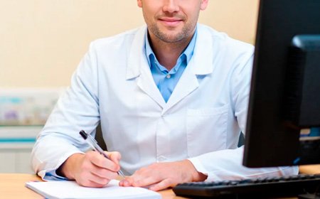 Врач сидит за столом