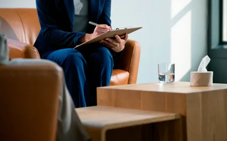 Врач сидит на диване